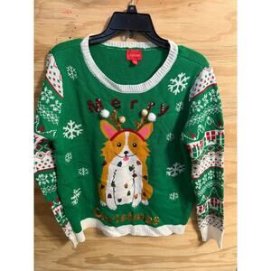 Women's Ugly Christmas Sweater XL Corgi Dog Holiday Festive